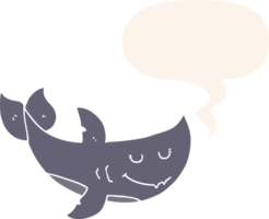 cartoon shark with speech bubble in retro style png