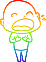rainbow gradient line drawing of a cartoon shouting bald man png