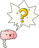 cartoon curious brain with speech bubble in smooth gradient style png