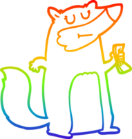 rainbow gradient line drawing of a cartoon badger holding cash png