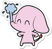 sticker van een schattige cartoonolifant die water spuit png