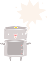 cute cartoon robot with speech bubble in retro style png