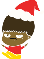 mano dibujado plano color ilustración de un chico vistiendo Papa Noel sombrero png