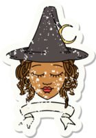 Retro Tattoo Style human witch character with banner png