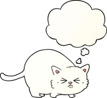 cartoon angry cat with thought bubble in smooth gradient style png