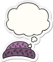 cartoon hat with thought bubble as a printed sticker png