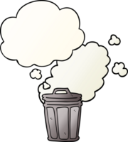 cartoon stinky garbage can with thought bubble in smooth gradient style png