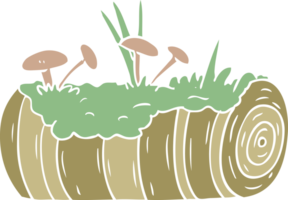 flat color style cartoon old log with mushrooms png