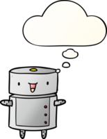 cartoon robot with thought bubble in smooth gradient style png