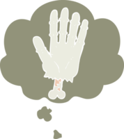 cartoon zombie hand with thought bubble in retro style png