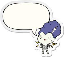 cartoon undead monster bride woman with speech bubble sticker png