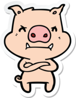 adesivo de um porco de desenho animado com raiva png