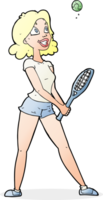 tecknad kvinna spelar tennis png