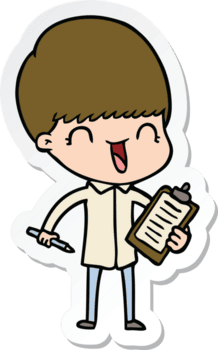 adesivo de um menino de desenho animado feliz png