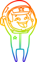 rainbow gradient line drawing of a cartoon laughing astronaut png