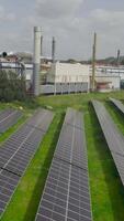 Vertical Video of Solar Panels Farm