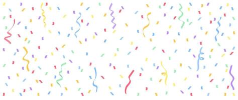 Background with colorful ribbons and confetti. Vector illustration for cover, banner, poster, card, web and packaging.