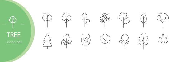 Tree. Vector linear icons set