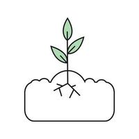 Plant seedlings. Vector linear icon.