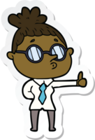 sticker of a cartoon woman wearing glasses png