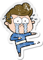 distressed sticker of a cartoon crying dancer png