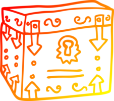 warm gradient line drawing of a cartoon treasure chest png