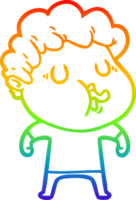 rainbow gradient line drawing of a cartoon man singing png