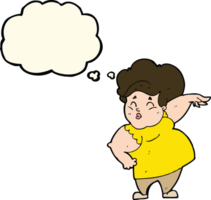 cartoon happy overweight lady with thought bubble png