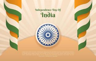 India independencia día antecedentes con tricolor ondulado bandera vector