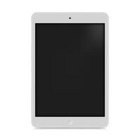 Silver 3D Realistic Tablet PC Mockup Frame With Front View Blank Screen vector