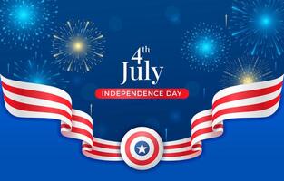 4th of July USA Independence Day Background with American Flag vector