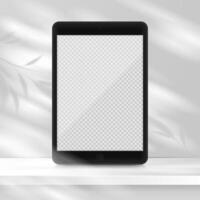 Silver 3D Realistic Tablet PC Mockup Frame With Front View Blank Screen vector
