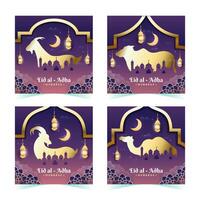 Luxury Eid Al Adha Posts Template with Mosque and Lantern vector