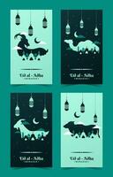 Luxury Eid Al Adha Social Media Story Template with Mosque and Lantern vector