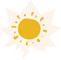 cartoon sun with speech bubble in retro style png