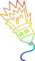 rainbow gradient line drawing of a party popper cartoon png