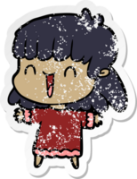 distressed sticker of a cartoon woman png