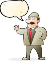 cartoon sensible business man in bowler hat with speech bubble png
