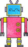 retro Grunge Textur Karikatur von ein Roboter png