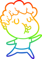 rainbow gradient line drawing of a cartoon man singing png