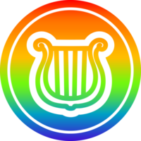 musicale strumento arpa circolare icona con arcobaleno pendenza finire png