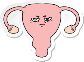sticker of a cartoon angry uterus png