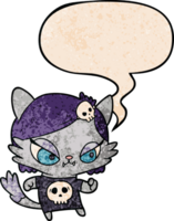 cute cartoon tough cat girl with speech bubble in retro texture style png