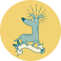 icon of a tattoo style surprised dog png