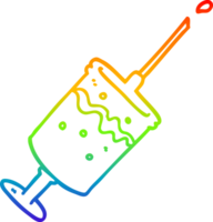 rainbow gradient line drawing of a cartoon syringe needle png