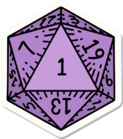 sticker of a natural 1 D20 dice roll png