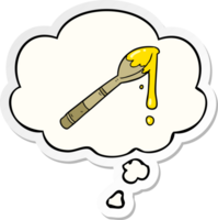 cartoon spoonful of honey with thought bubble as a printed sticker png