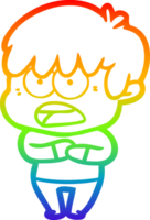 arcobaleno pendenza linea disegno di un' preoccupato cartone animato ragazzo png