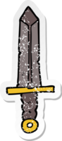 distressed sticker of a cartoon sword png