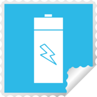 square peeling sticker cartoon of a electrical battery png